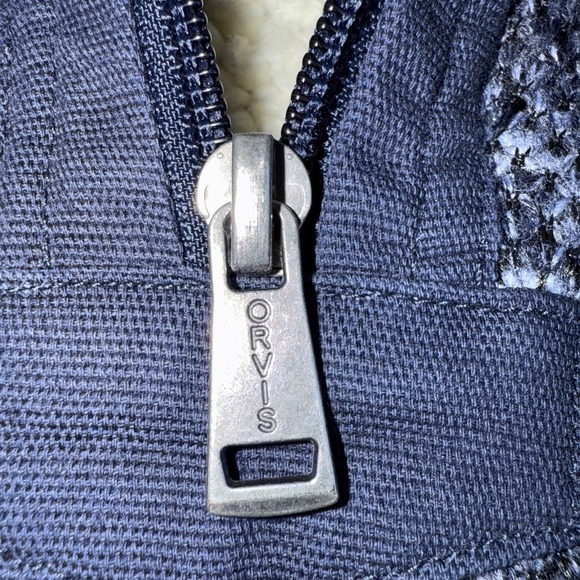 Orvis Quarter Zip Sherpa Lined Pullover Heavy Sweater Blue Super Soft‎ Men's L - Picture 5 of 13